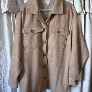 Time and Tru Beige Herringbone Utility Jacket